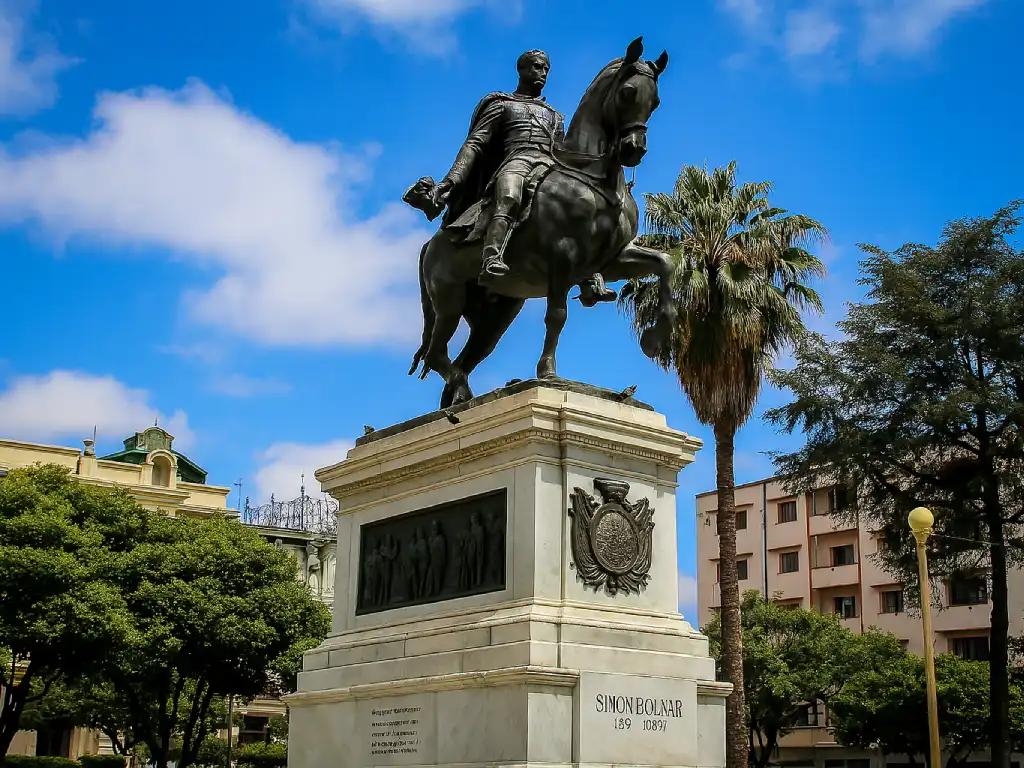 statue of bolivia named after man Simón Bolívar on horse