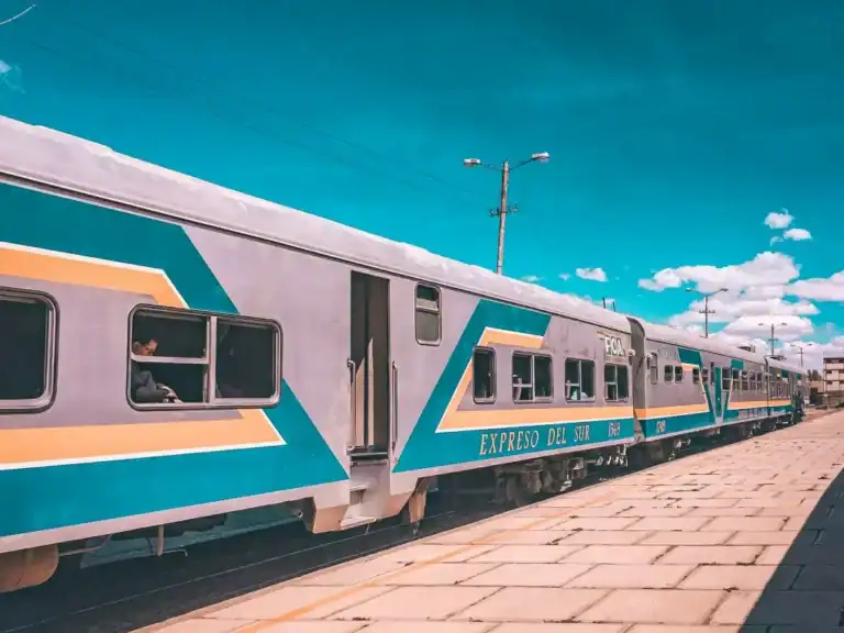 Bolivian train travelling through the countryside, representing one of Bolivia’s transportation methods.