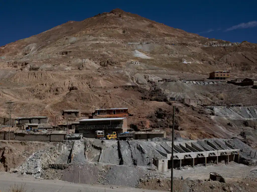 Cerro Rico overlooking historic mining facilities near Potosí, Bolivia.
